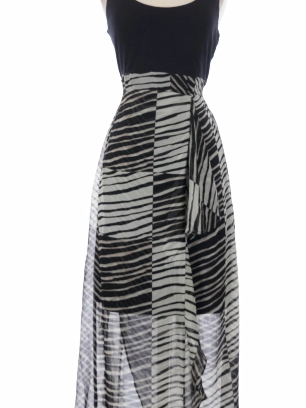 CAbi Black Tank Maxi with Black & White Zebra-Print Skirt